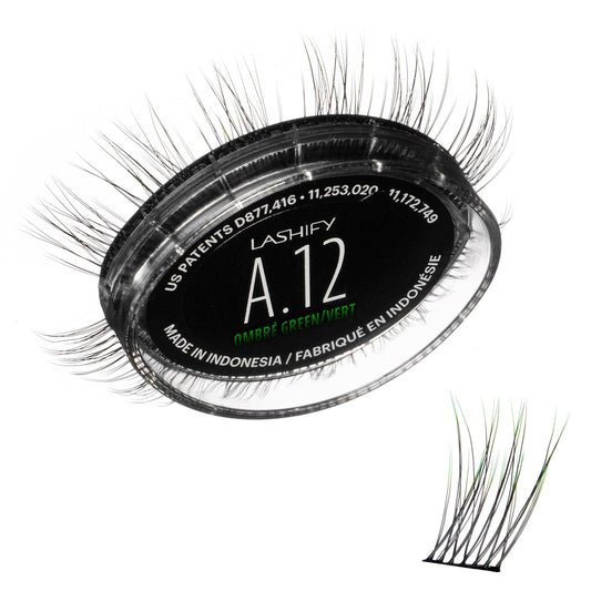 Lashify Amplify 12mm Gossamer Eyelash Extensions Refill in Ombre Green, Easy DIY False Lashes for a Natural Look