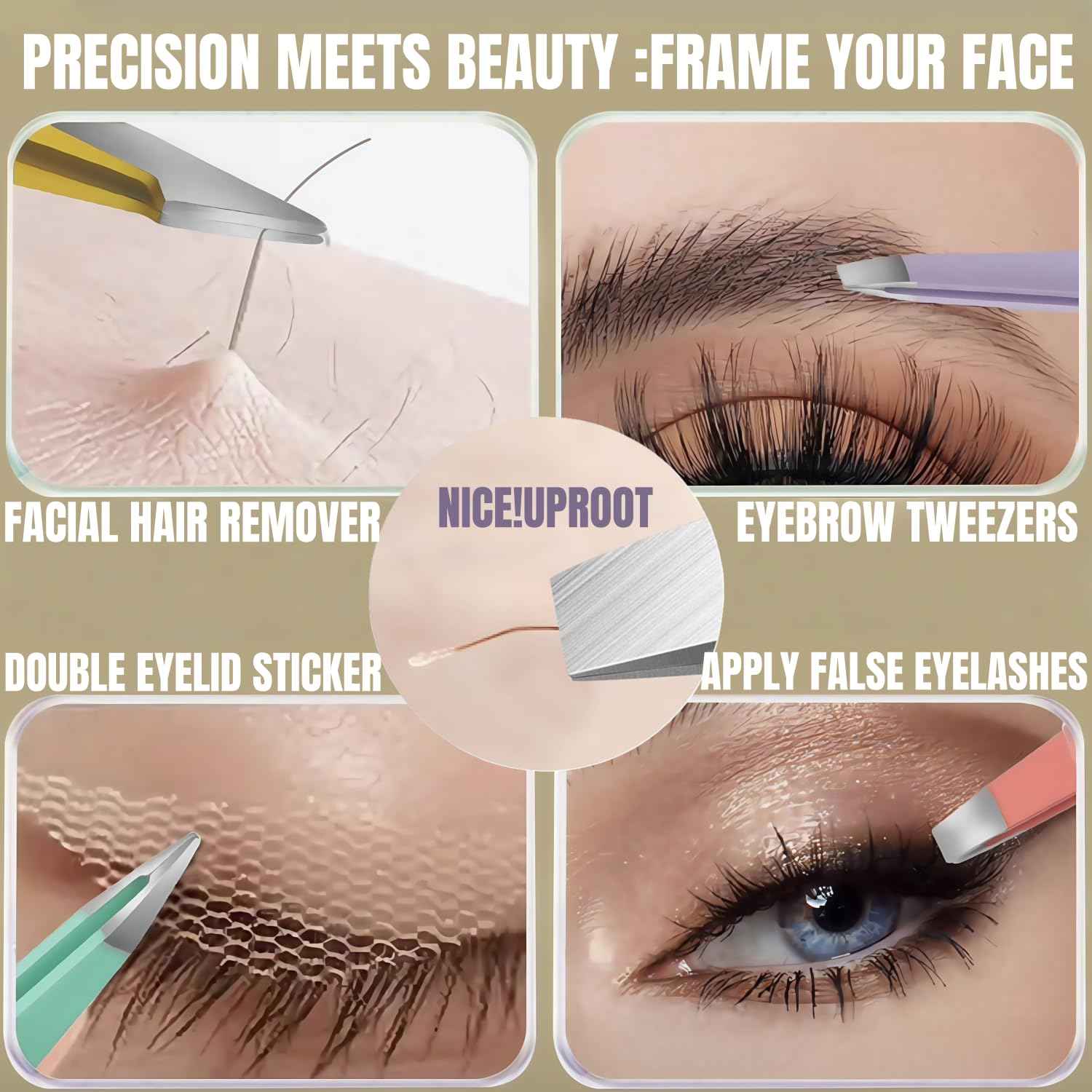 [4+1 Pieces] Tweezers set with pink travel case,Professional Facial Hair Tweezers,Daily Grooming & Plucking Tools for Men & Women,Multi-purpose as Eyebrows Facial Hair Ingrown Hair Removal,Fine Gifts