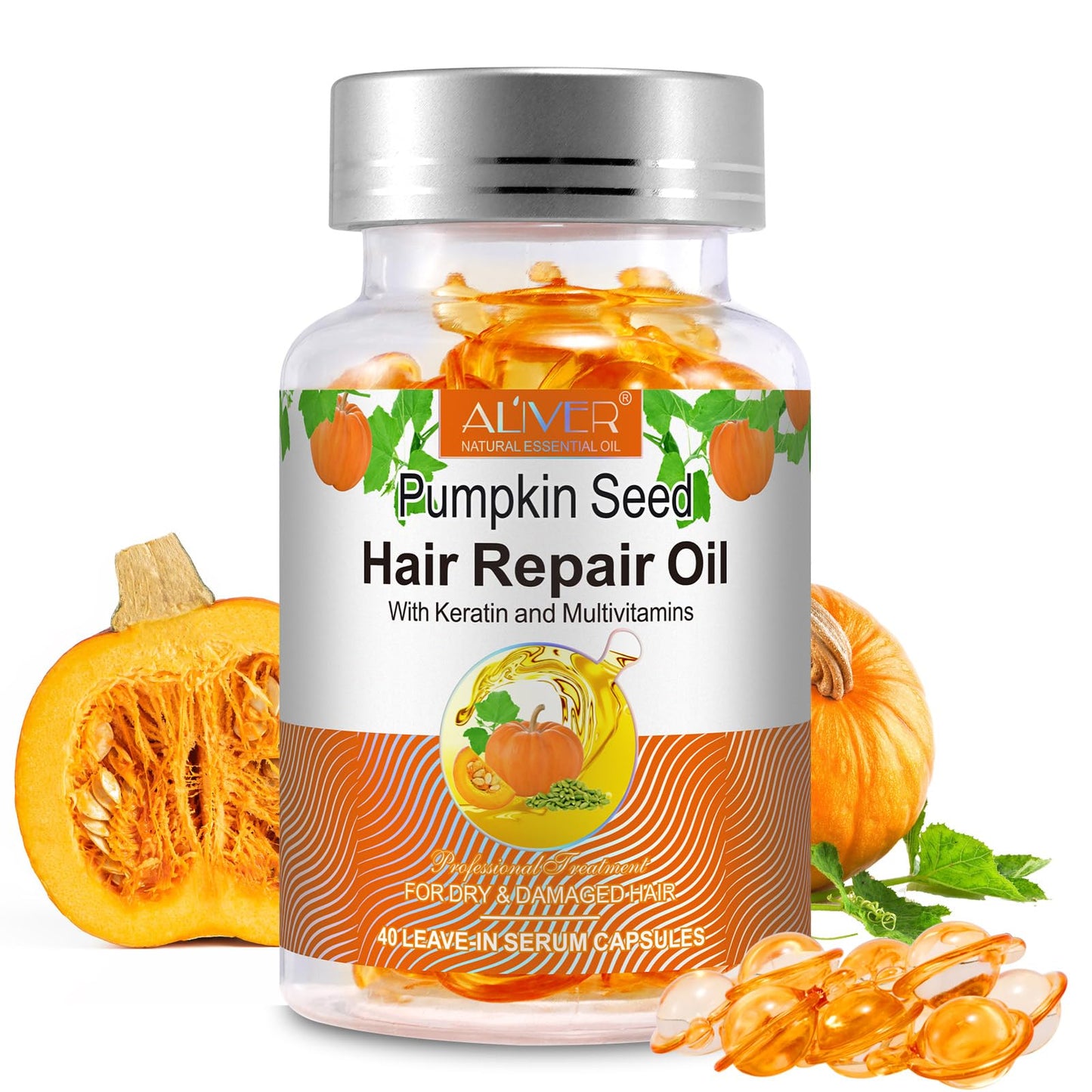 PEDSCBG Pumpkin Seed Oil Capsules for Hair - Cold Pressed, Rich in Antioxidants and Vitamins E A C B, Repairs and Strengthens Hair, Leaves Hair Hydrated, Smooth, Voluminous and Shiny (Pumpkin Seed)