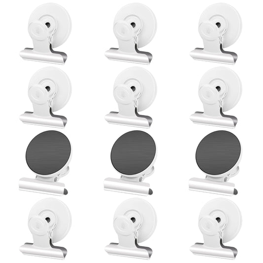 12Pack Fridge Magnets Refrigerator Magnets Magnetic Clips Heavy Duty for Fridge, Clips Magnets Whiteboard Magnets Clips Detailed List Display Paper Fasteners on Home& Office& Teaching (White, 12)