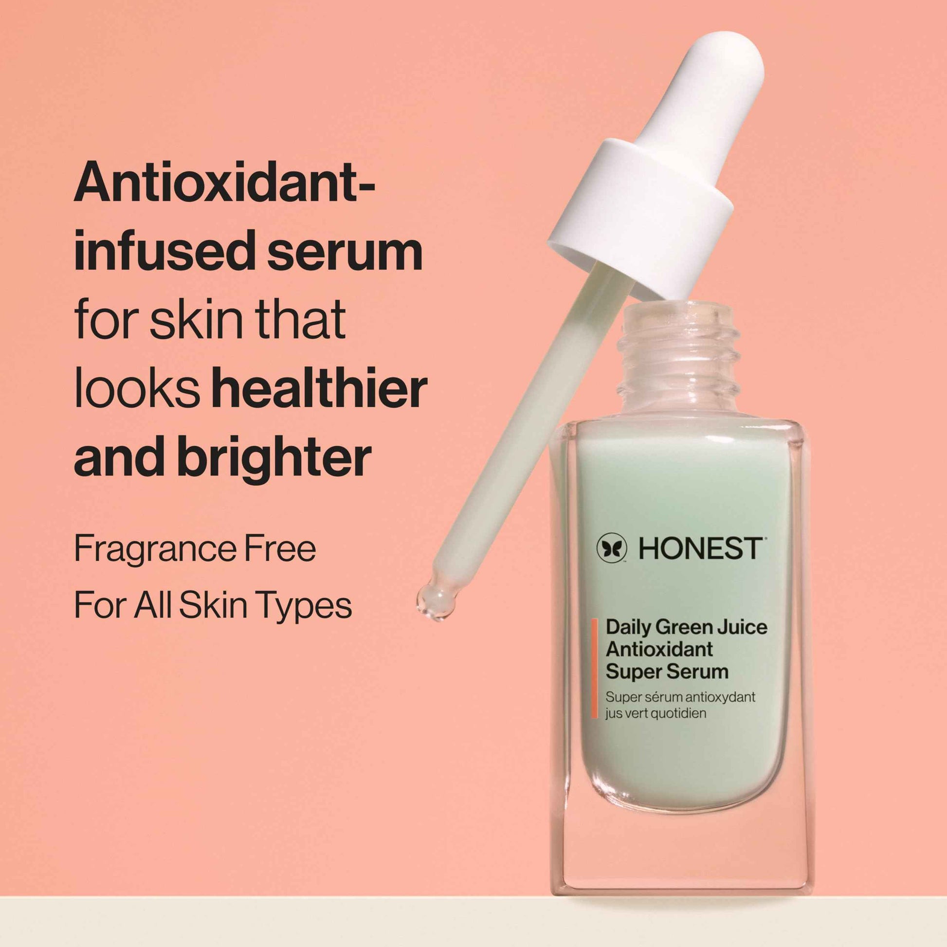 Honest Beauty Daily Green Juice Antioxidant Super Serum | Improves Skin Tone + Texture | Gentle for Sensitive Skin, Fragrance Free, Vegan | 1 fl oz
