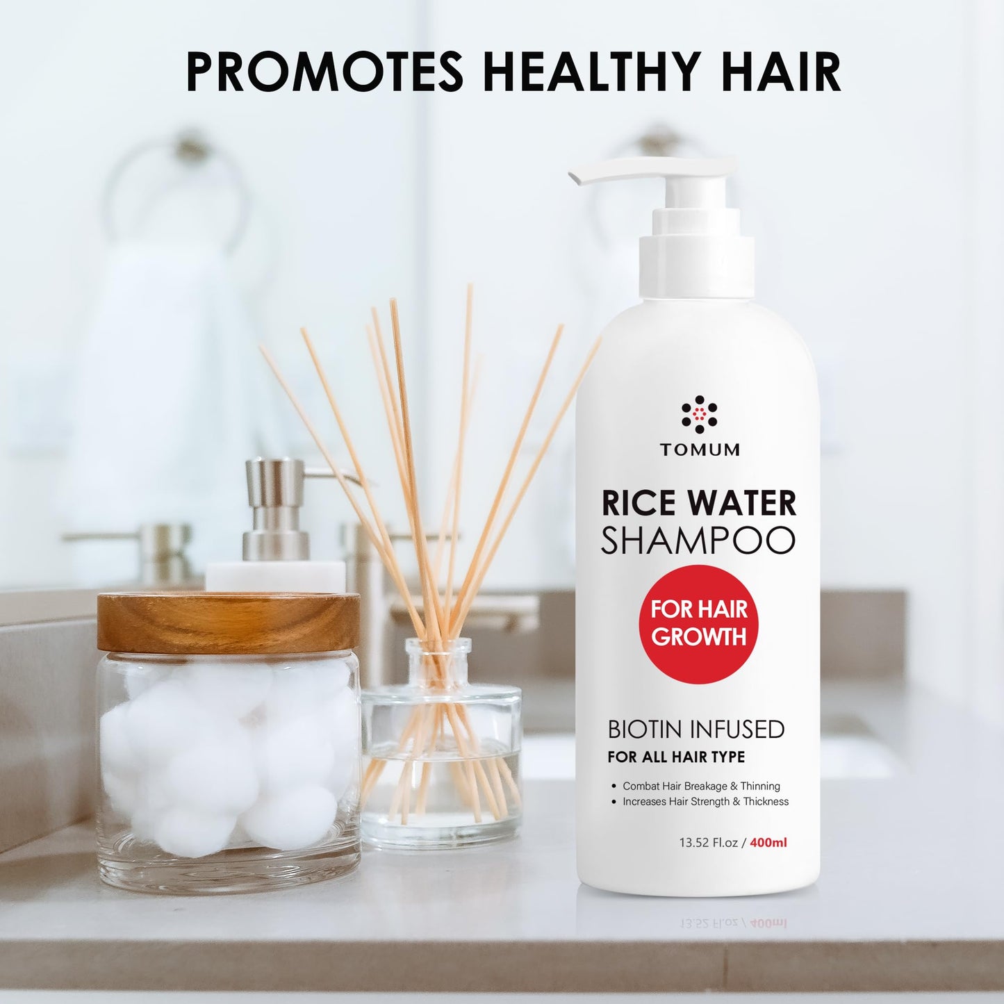 Hair Growth Shampoo for Men and Women:Advanced Rice Water Shampoo - Promotes Strength, Health, and Thicker Hair | Natural Formula with Biotin for Thinning Hair and Hair Loss