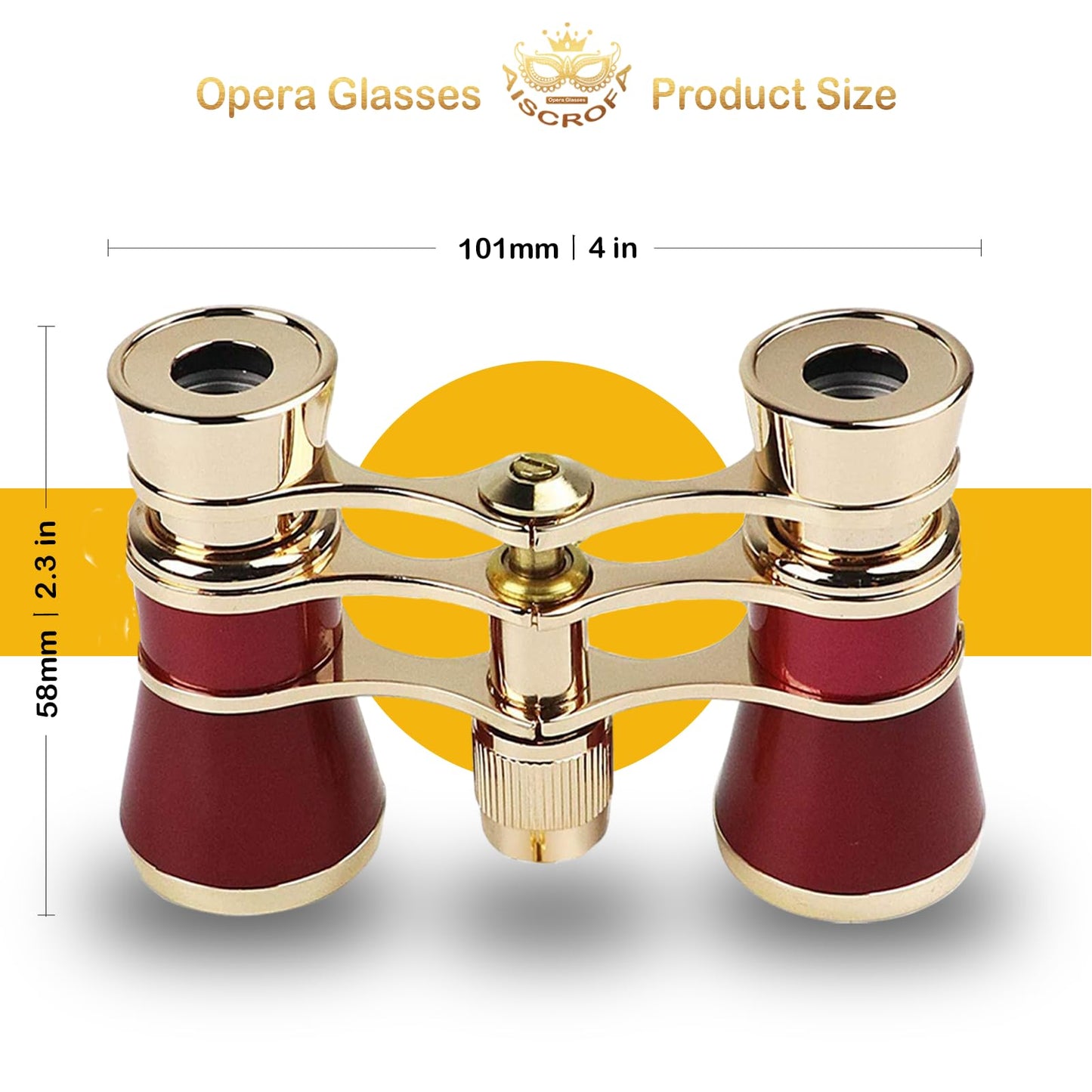 AiScrofa Opera Glasses Binoculars 3X25,Mini Binocular Compact Lightweight,with Chain for Adults Kids Women in Musical Concert (Red with Chain)