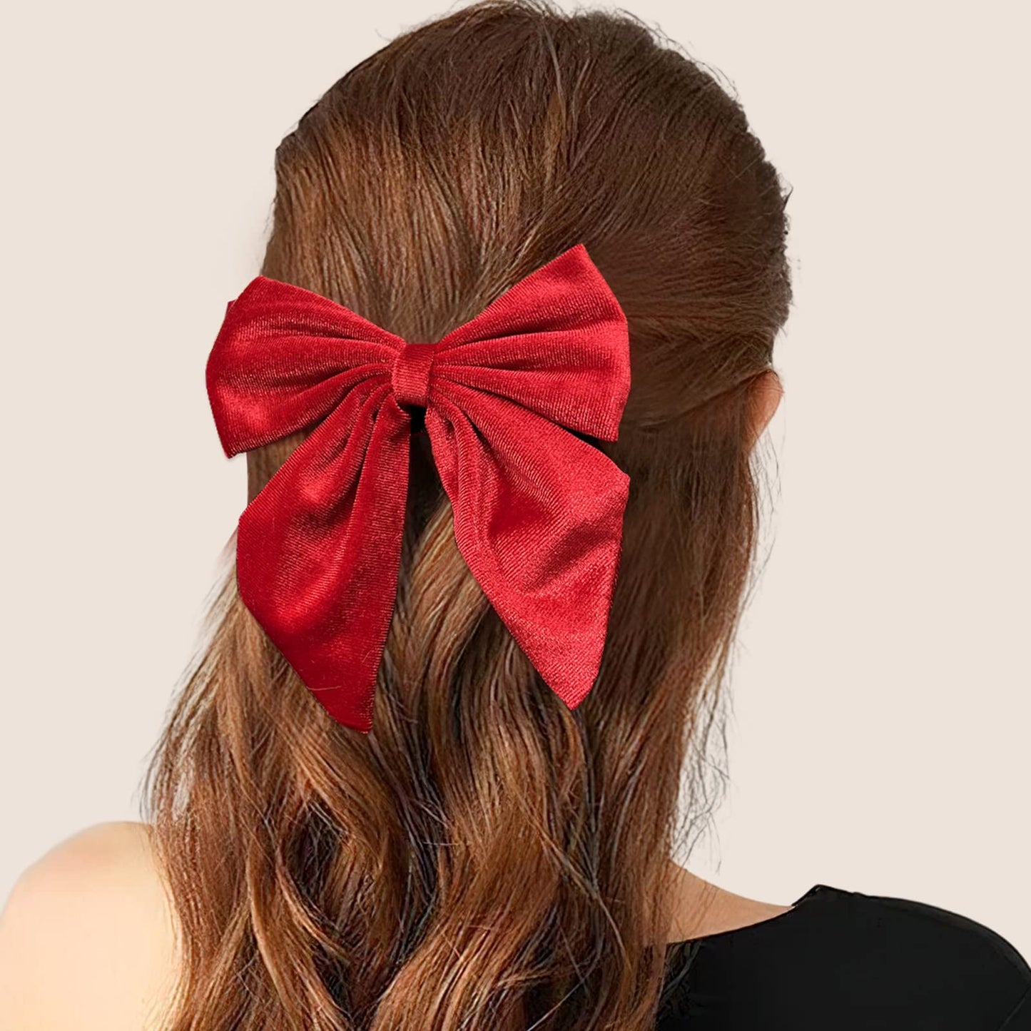 Spenlly Women Teens Girls Velvet Hair Bows Clip Kids Little Girls Hair Bow Alligator Clip Hair Barrettes Headwear Hair Accessories (Red)