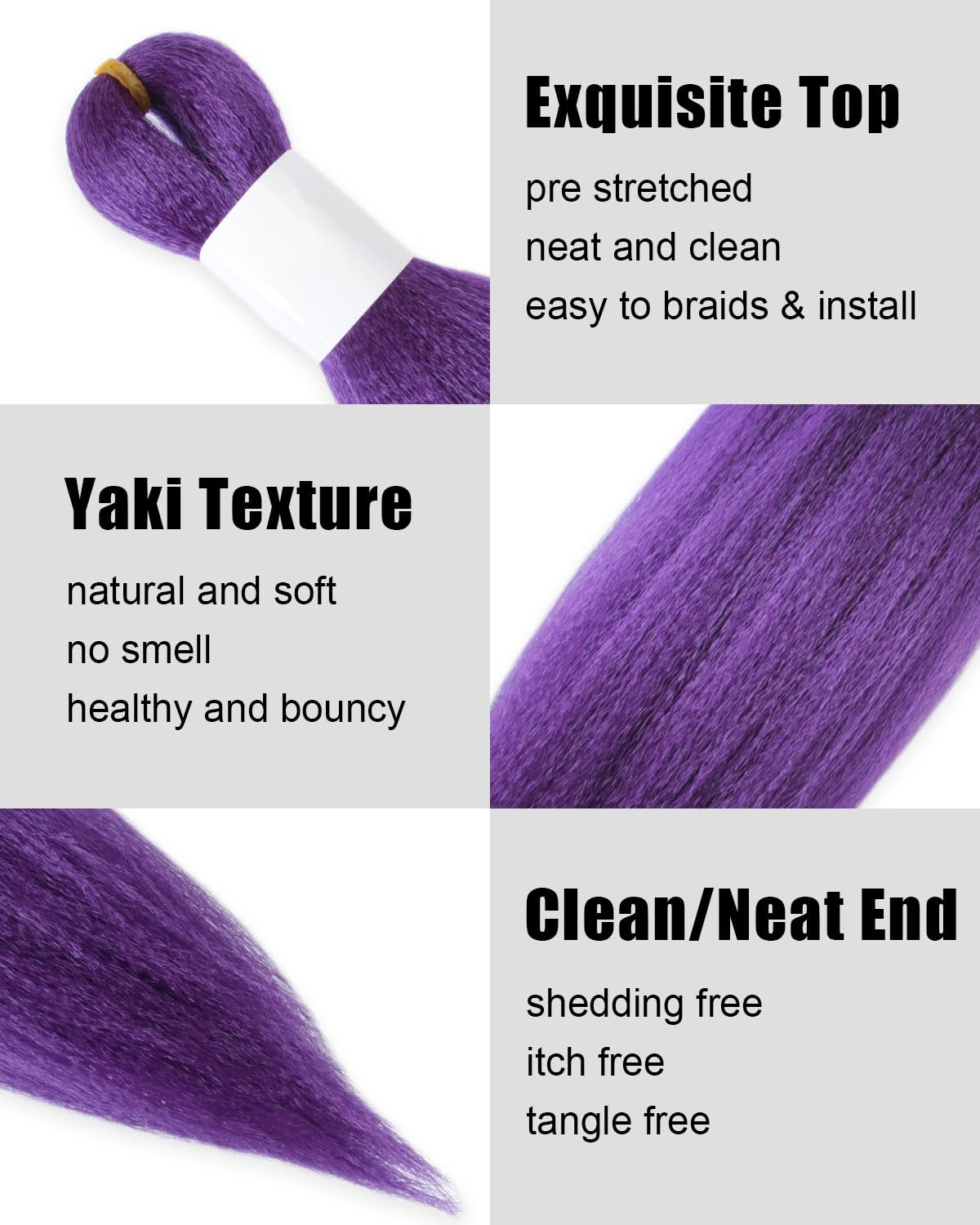 KAVSORAPI Dark Purple Braiding Hair 16 Inch Pre Stretched Hair Colored Short Straight Crochet Braids Yaki Texture Synthetic Fiber 6 Packs (Dark Purple)