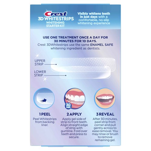 Crest 3D Whitestrips Whitening Starter Kit – Teeth Whitening Kit, 10 Treatments, Each with 1 Upper/1Lower, 20 Strips – Crest 3DWhite Teeth Whitening Strips