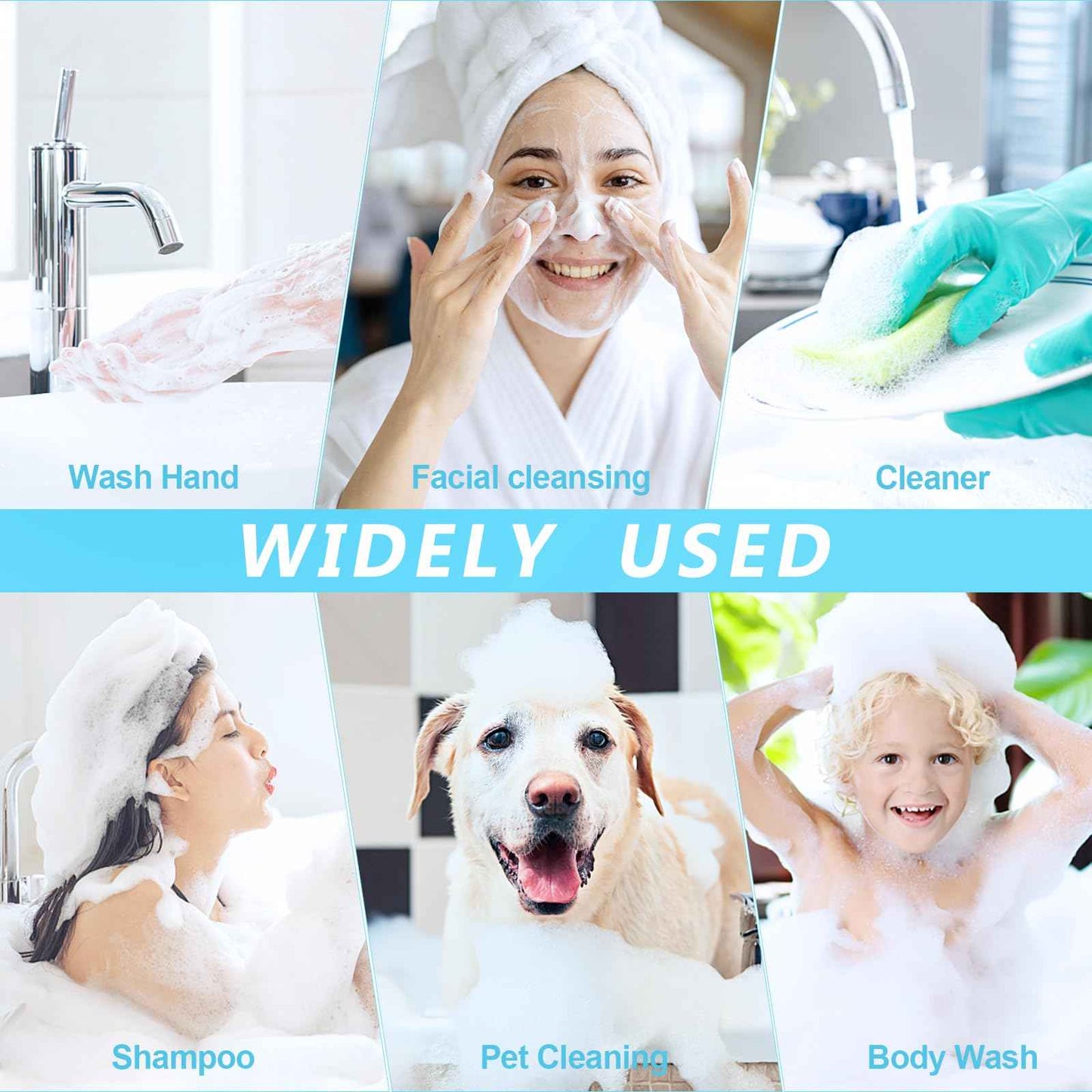 Foaming Soap Dispenser 15oz/450ml Clear Empty Foam Soap Dispensers, Square Refillable Plastic Foaming Hand Soap Dispenser Soap Pump for Liquid Soap, Shampoo, Body Wash(4 Pack)