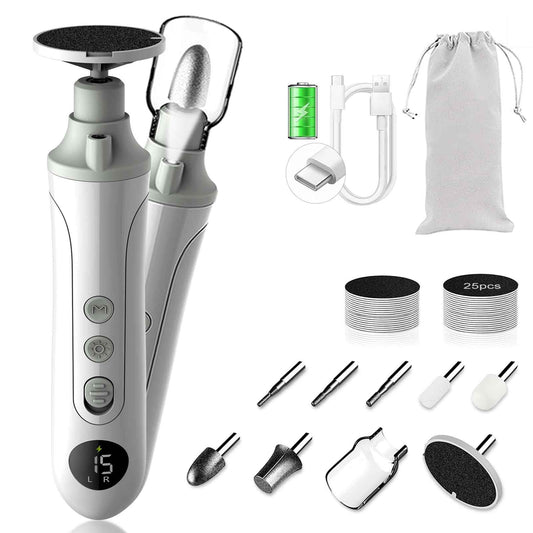 Electric Foot Callus Remover,Cordless Electric Foot File with LED Light,5000RPM-Faster Callus Remover for Feet,8-in-1 Foot Scrubber Perfect for Dead,Hard Cracked Dry Skin,Thick Toenail Ideal Gift