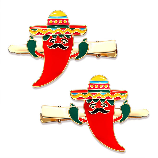 Cinco De Mayo Hair Clips Mexican Fiesta Hairpins for Women Statement Cactus Chili Pinata Sombrero Alligator Clips Mexican Hair Accessory Gifts