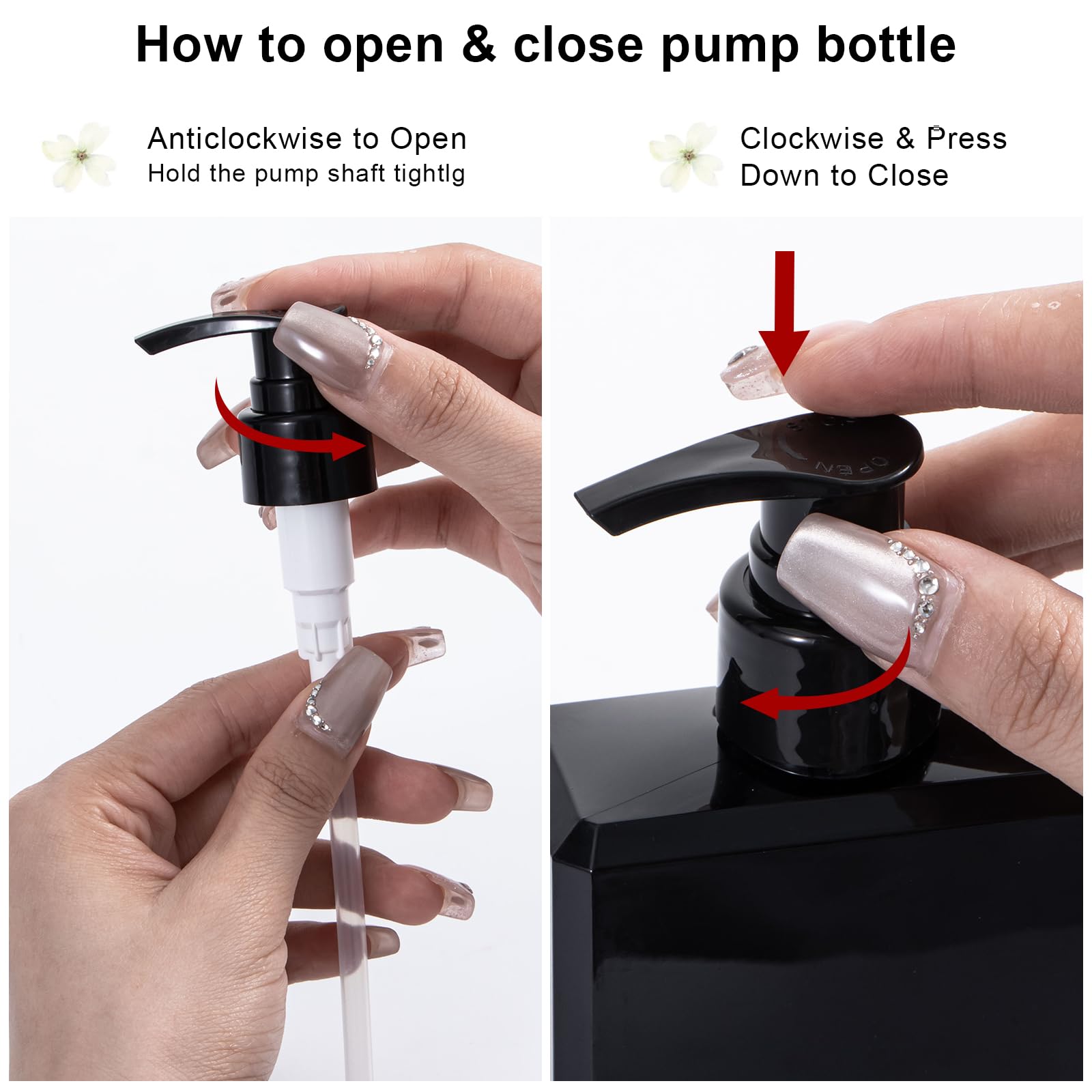 Yebeauty Pump Bottle Dispenser, 10oz 300ml Empty Plastic Shampoo Pump Bottles Shower Soap Dispenser Refillable Liquid Containers for Conditioner Body Wash, Bathroom Kitchen, 2 Pack Black
