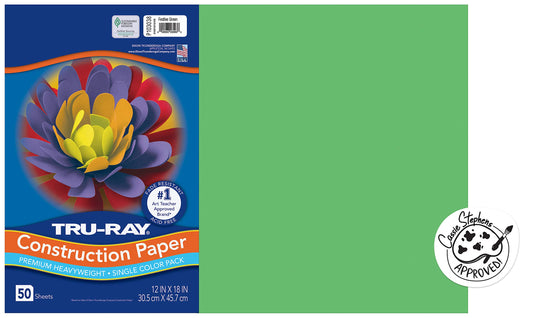 Pacon 103038 Tru-Ray Construction Paper, 76 lbs., 12 x 18, Festive Green, 50 Sheets/Pack