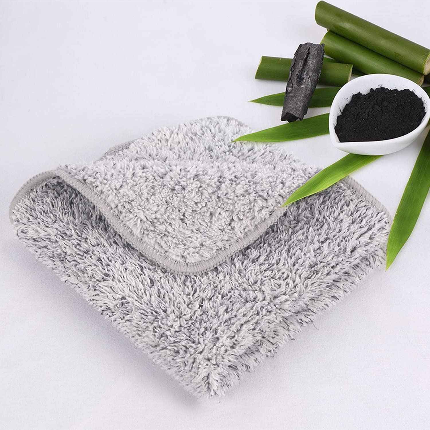 SINLAND Microfiber Face Towels Ultra Soft Facial Washcloths Face Cloth for Bath 12Inch x 12Inch 6 Pack Grey