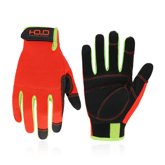 HANDLANDY Mens Work Gloves Touch screen, Flexible Breathable Utility Gloves (Medium, Orange)