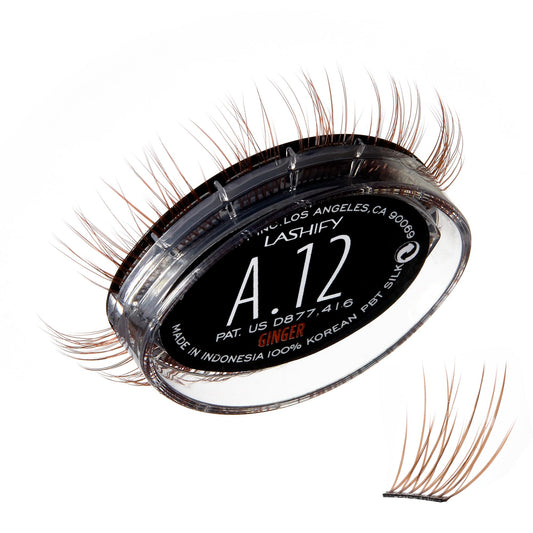 Lashify Amplify 12mm Gossamer Eyelash Extensions Refill, Ginger Color, DIY False Lashes for a Natural Look