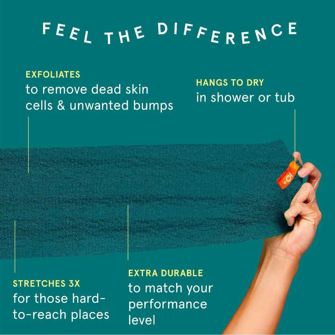 Cleanlogic Body Exfoliating Cloth, Stretchy Sport Exfoliator Bath and Shower Washcloths Ideal for Post-Workout Cleanse, Daily Skincare Tool, 3 Count Value Pack