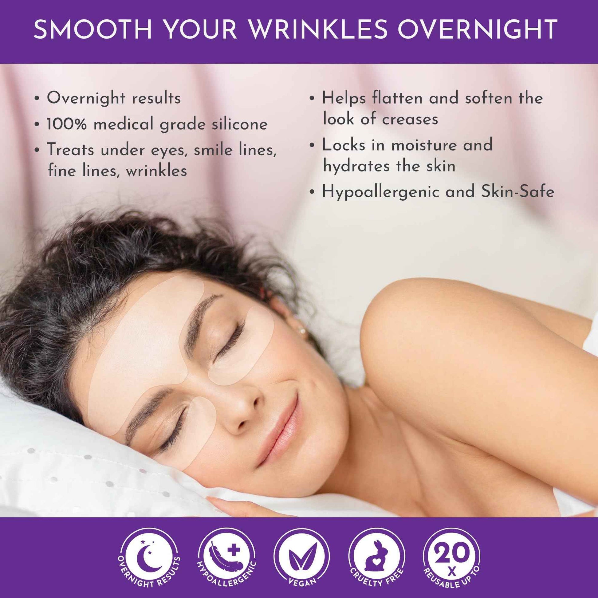 Truly Clear 20X Reusable Expression Line Smoothing, Medical-Grade Silicone for Overnight Wrinkle Reduction & Anti-Aging Hydration, Beautify Brow Lift Forehead Anti-Wrinkle Patch