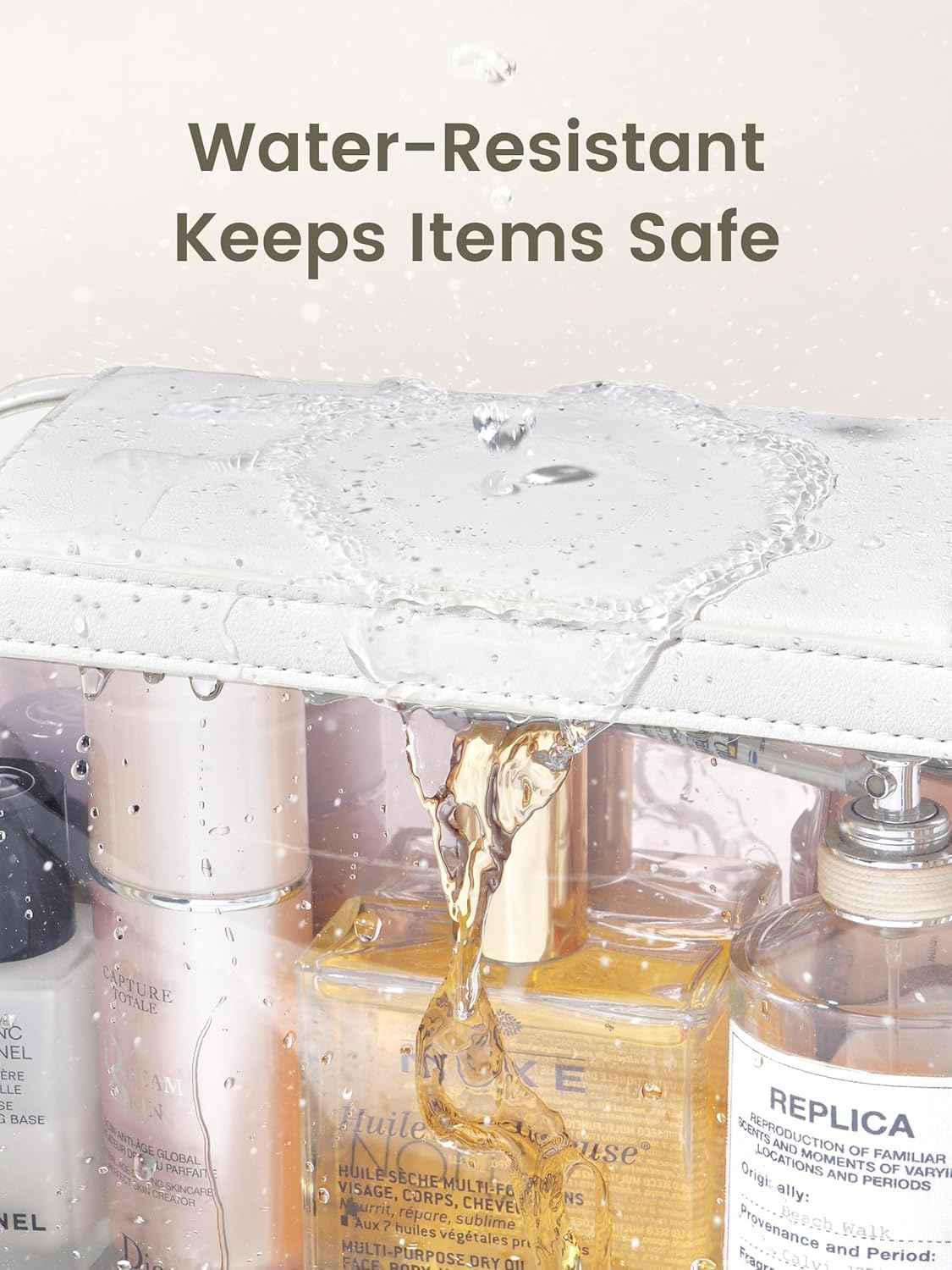 Rownyeon Clear Makeup Case Toiletry Bag Multipurpose Travel Makeup Train Case Portable Cosmetic Organizer Transparent Storage Bag White