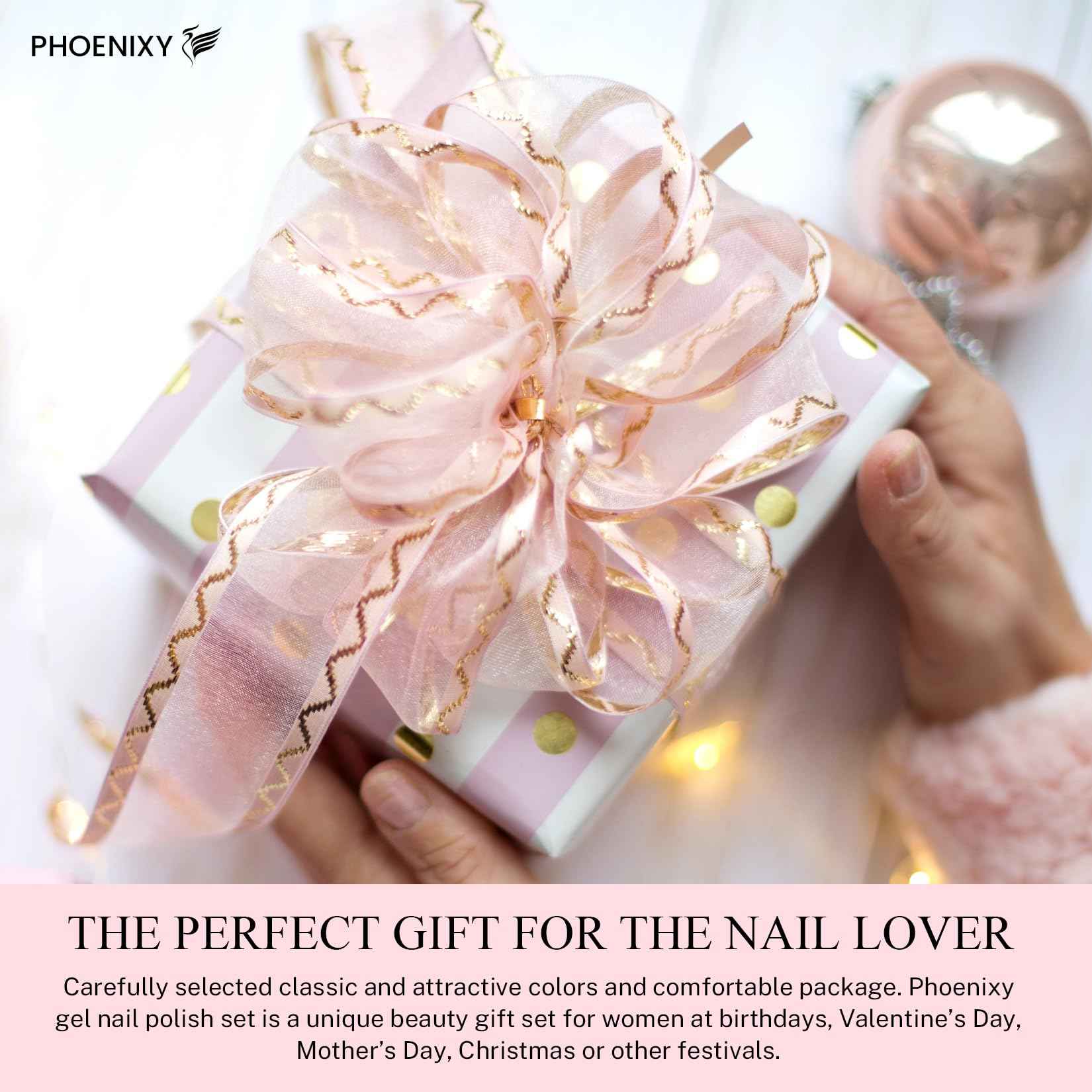 phoenixy 51 PCS Gel Nail Polish Kit with U V Light, 35 Colours Gel Polish with 5 Pcs Base Top Coat Manicure Starter Nail Polish Set Christmas Gifts for Women ST9012