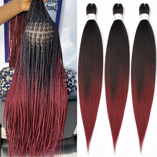 Pre stretched Braiding Hair 26 Inch Braiding Hair Extensions Hot Water Setting Synthetic Hair Pre Stretched Crochet Braids Hair(26 Inch,3 Packs,1B/900#