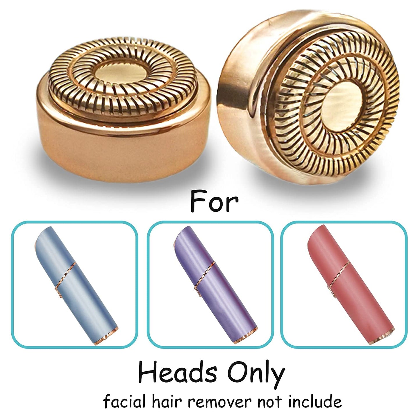 Facial Hair Remover Replacement Heads Gen 2 For Flawless Finishing Touch, Double Halo Hair Repalcement Blades for Women 18K Gold-Plated (Fit with Gen 2 Facial Hair Remover Device Only)