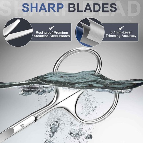 ESVIENS 2Pack Small Eyebrow Scissors, Stainless Steel Nose Hair Trimming Scissors with Rounded Tips, Precision Grooming for Beard/Mustache/Facial Hair, Travel Friendly & Safe for Men Women