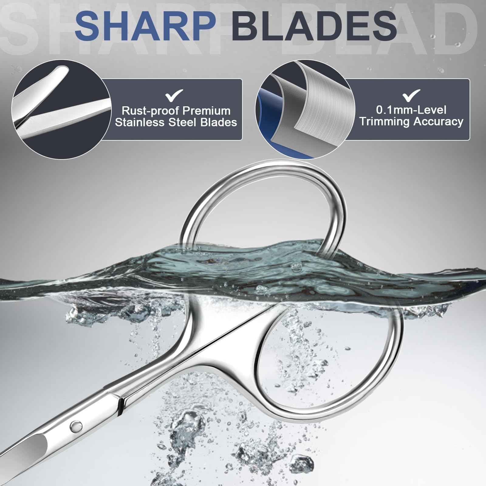 ESVIENS 2Pack Small Eyebrow Scissors, Stainless Steel Nose Hair Trimming Scissors with Rounded Tips, Precision Grooming for Beard/Mustache/Facial Hair, Travel Friendly & Safe for Men Women