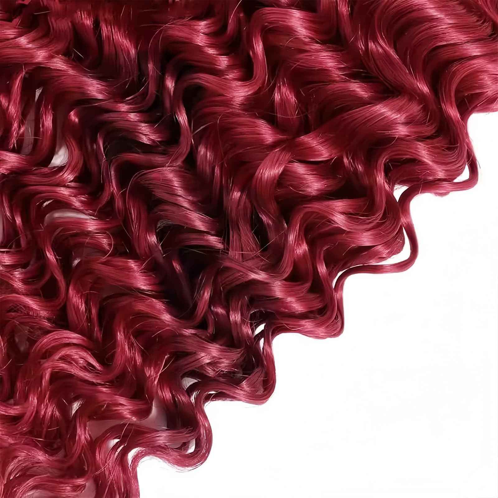 LUMWAV 99J Burgundy Deep Wave Human Hair Bundles 8 10 12 Inch 3 Bundles Brazilian Remy Hair Extensions Curly Weave Soft Bouncy Sew In for Black Women