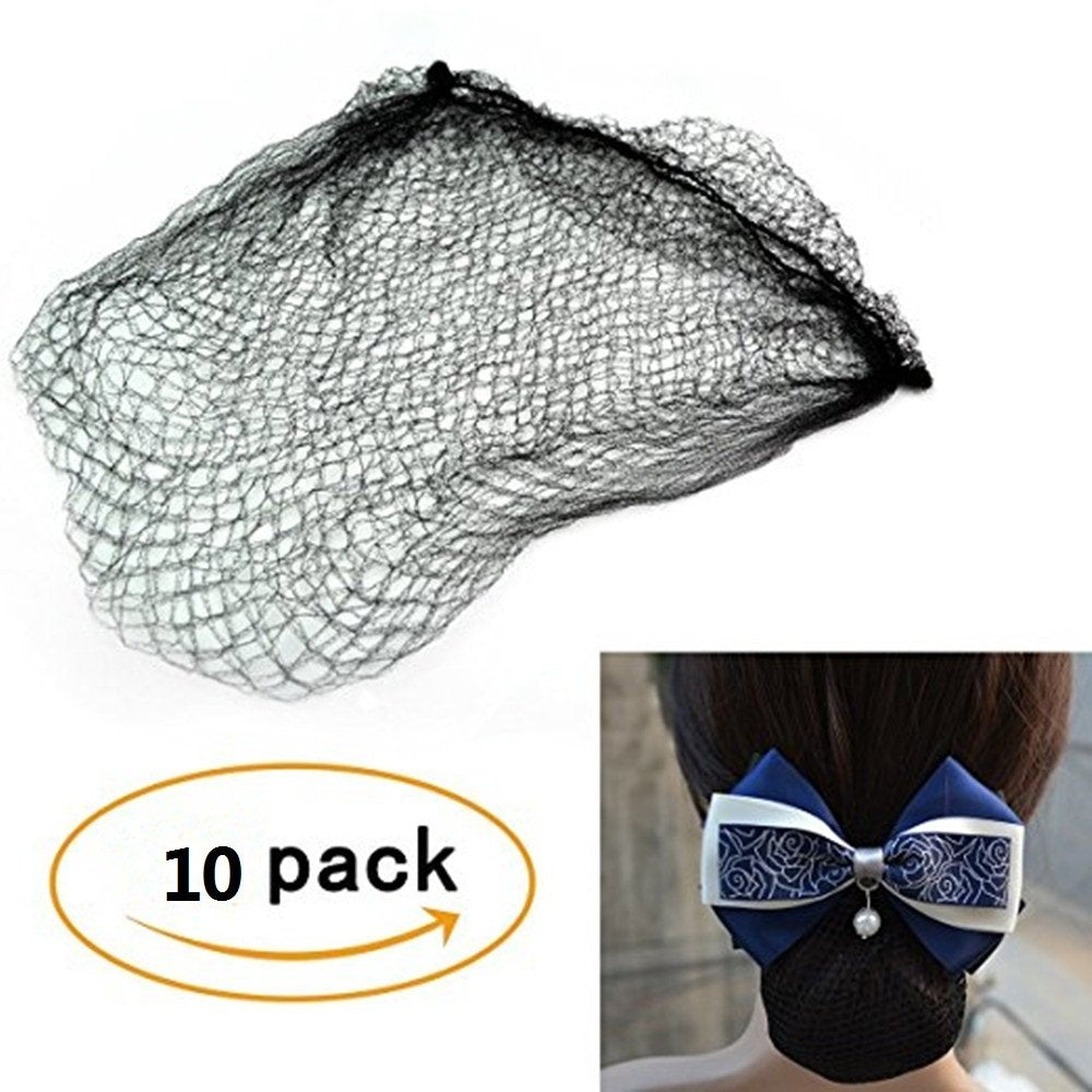 Coepoch 20" Lot of Hairnets Invisible Elastic Edge 7MM Mesh 50cm Reusable Hair Nets (Black 10pcs)