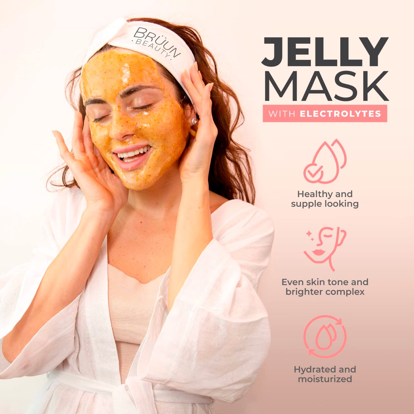 BRÜUN Jelly Mask Jar 24k Gold Mandelic AC AHA Peel-Off Face Care Rubber Mask | 23 fl oz Skin Care Moisturizing Gel Mask Jar Spa Set