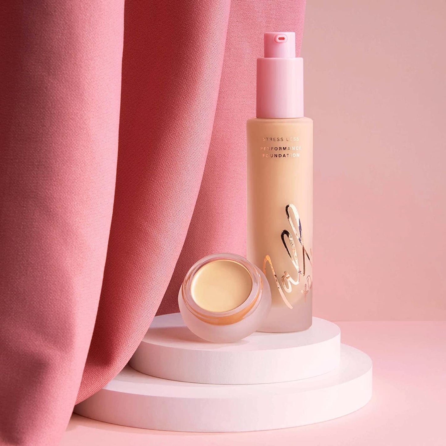 Mally Beauty Stress Less Performance Foundation - Tan - Buildable Medium to Full Coverage - Lightweight Foundation Liquid - Niacinamide Brightens and Hydrates Skin - Satin Finish