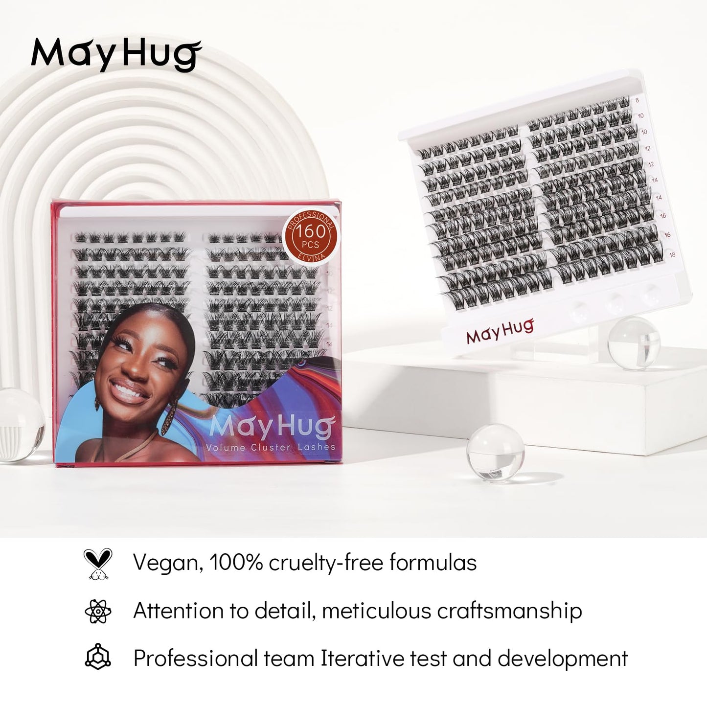 Mayhug Lash Clusters 160 PCs False Eyelashes Individual Lashes DIY Eyelash Extensions Wispy, Volume Eyelashes Extensions at Home