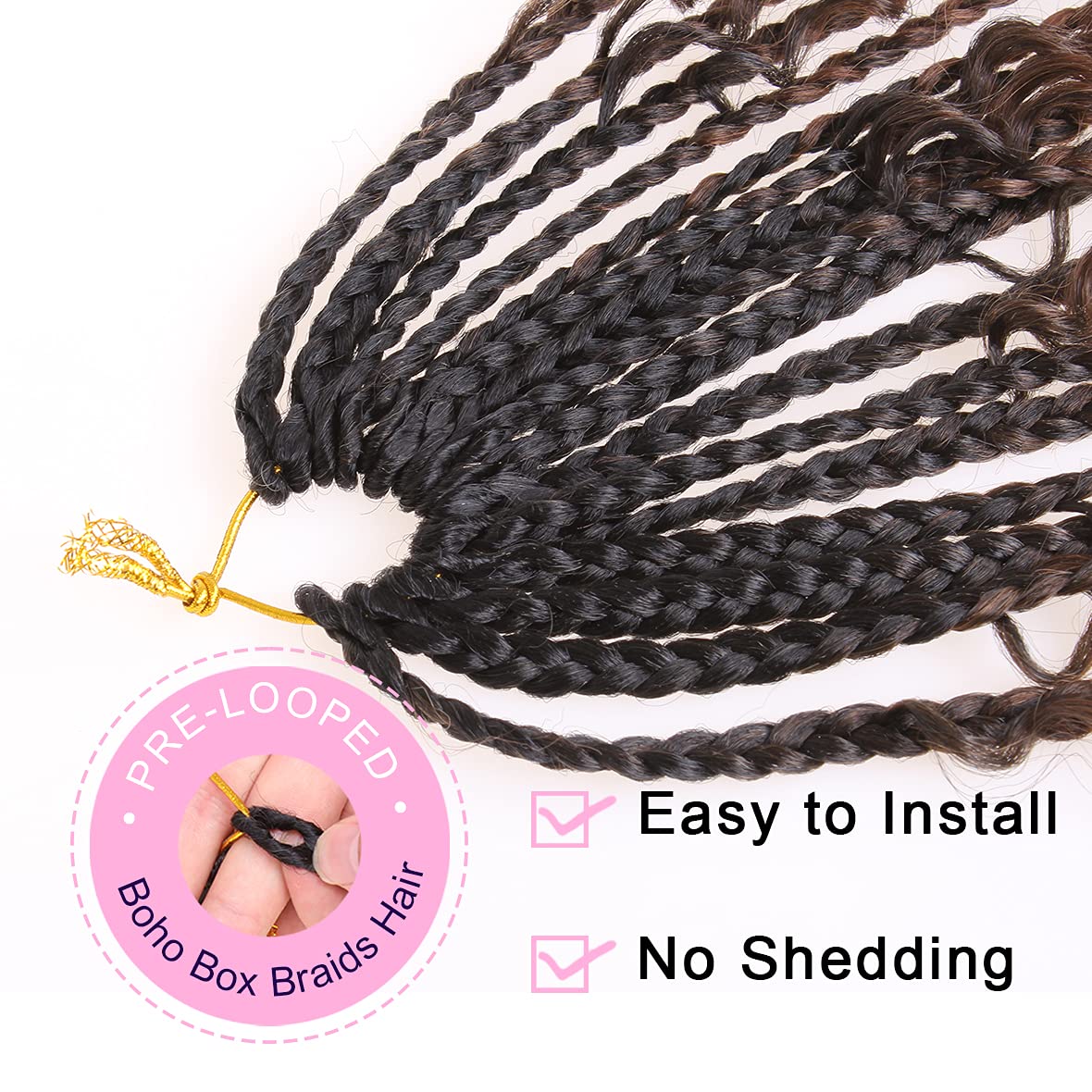 Unionbeauty 14 Inch Red Boho Box Braids Crochet Hair Goddess Box Braids Crochet Hair 8 Pack Bohemian Box Braids Crochet Hair for Black Woman Curly Crochet Braids Synthetic Braiding Hair Extension Red#