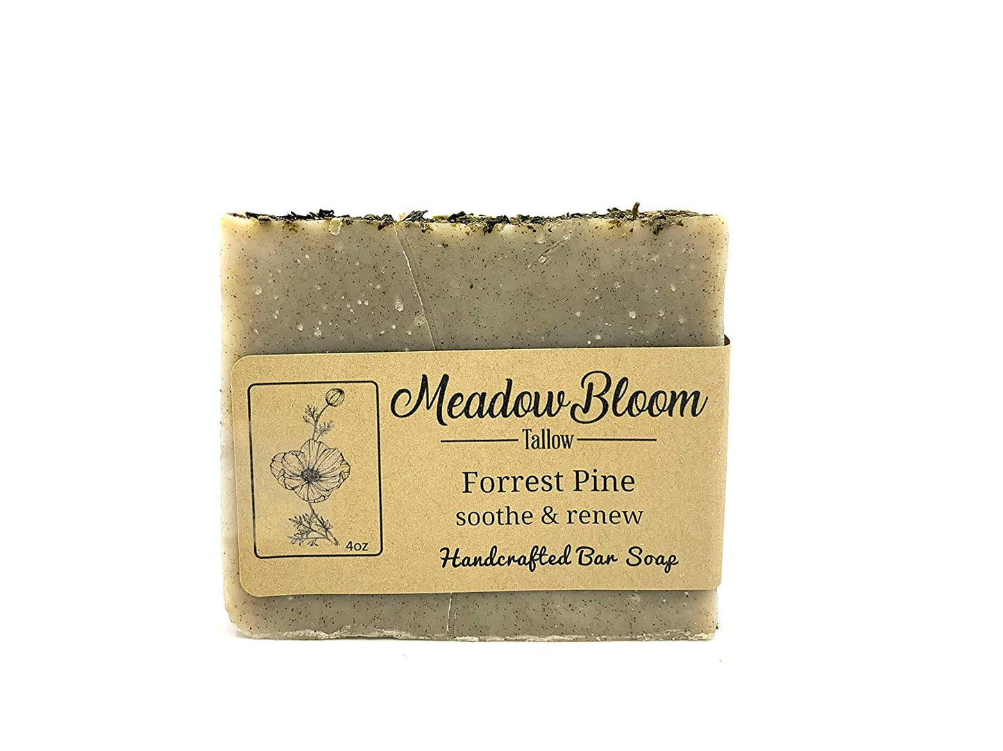 HUNTER CATTLE CO. EST'D 2004 HC Meadow Bloom Tallow Bar Soap - Forrest Pine Single Pack - Made with All Natural 100% Grass Fed Tallow Handmade Soap Bar - Great for Face or Body Soap