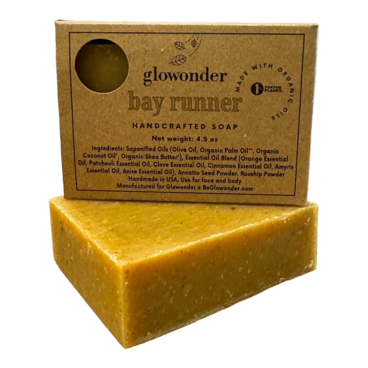 Glowonder 1 Pack Bay Runner Handmade Organic Bar Soap for Face and Body - Moisturizing, All-Natural, Cruelty-Free - Botanical Ingredients - Shower, Bath, Hand Soaps, Gifts - 4.5 oz