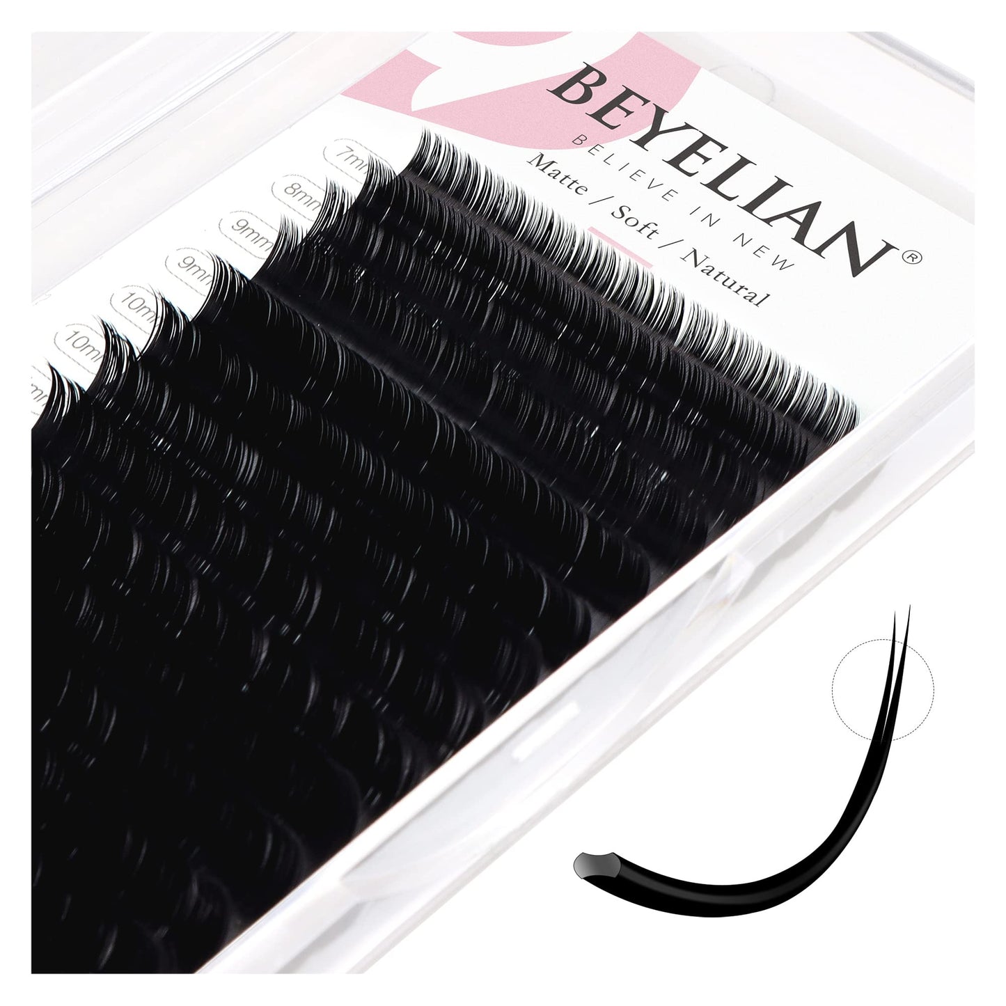 BEYELIAN Eyelash Extensions, Individual Lashes, 0.20mm C Curl 15mm Super Matte Classic Lash Extensions, Ellipse Flat Eyelash Extension, Light and Soft Natural Look for Professional Salon Use