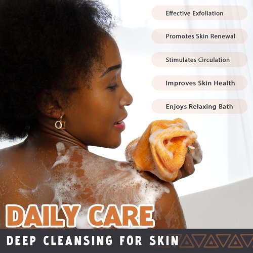 African Net Sponge Authentic - 2 Pieces Real African Exfoliating Sponge with Knots - Afro Back Scrub Net for Body Exfoliator - Bath Washcloth for Shower