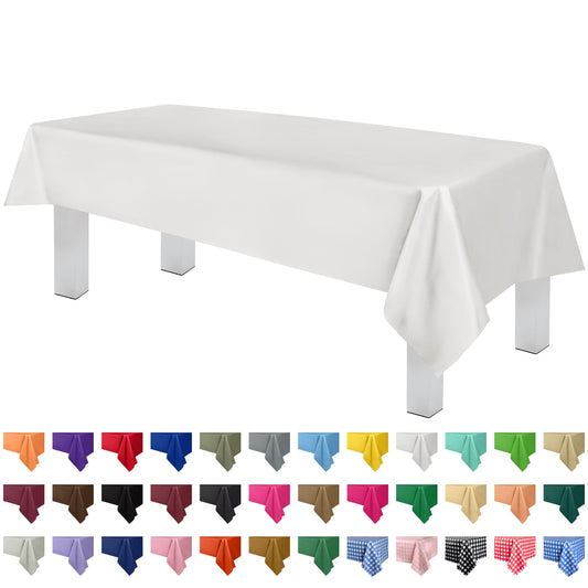 Grandipity White 12 Pack Premium Disposable Plastic Tablecloth 54 Inch. x 108 Inch. Decorative Rectangle Table Cover