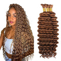 #30 Light Brown Deep Wave Braiding Hair 32 Inch 3 Bundles