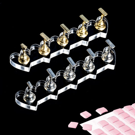 ANGNYA 2 Set Nail Stands for Press On, Heart-shaped Nail Holder for Painting Nails with Reusable Adhesive Putty Clay Strong Magnetic Nail Display Art Stand for Painting Nails