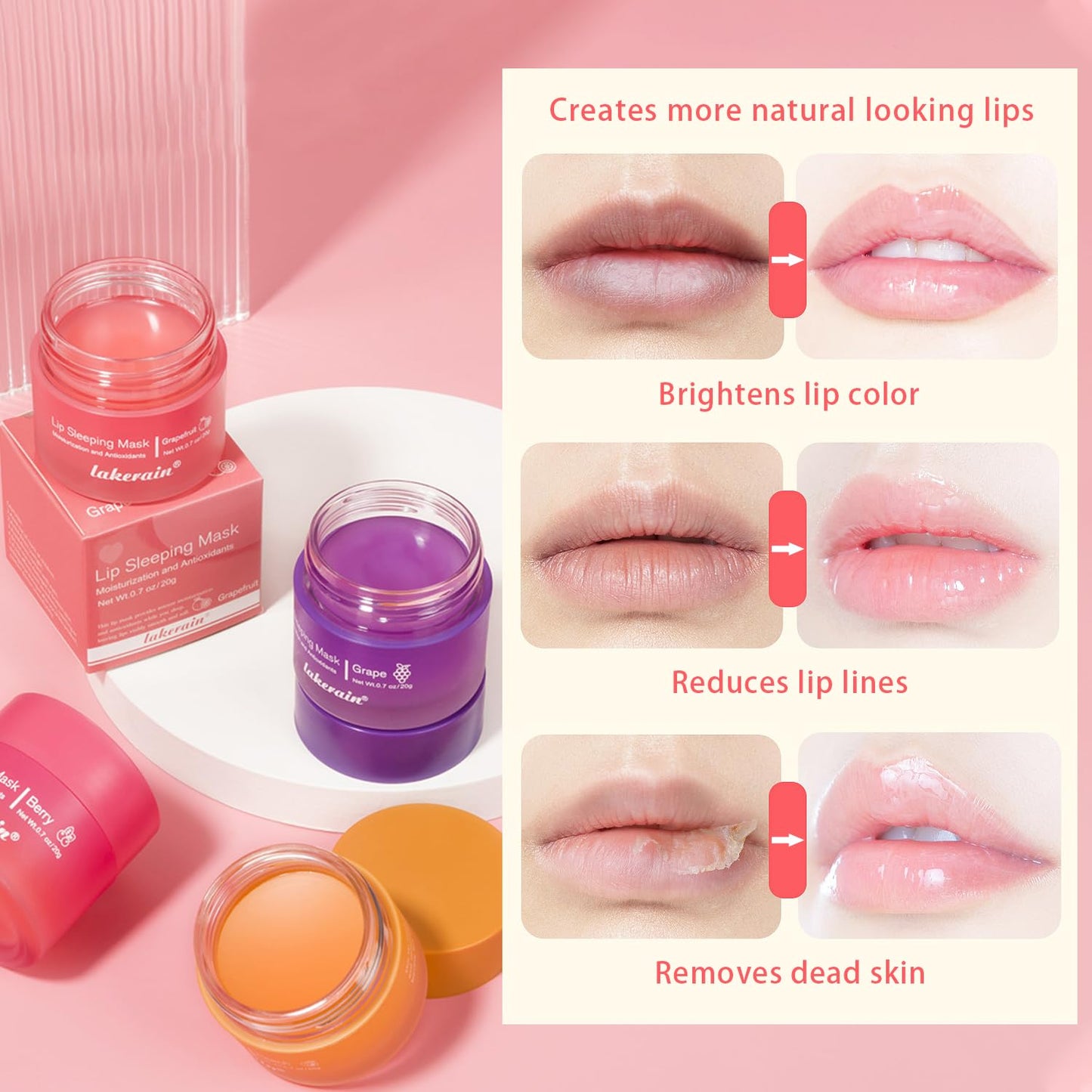 2 Pcs Lip Sleeping Mask, Lip Mask Overnight Hydrate Repair Sleeping Lip Mask, Moisturizing Lip Balm Lip Care Anti Dry Cracked Lip Cream, Lip Scrubs Exfoliator Reduce Lip Lines