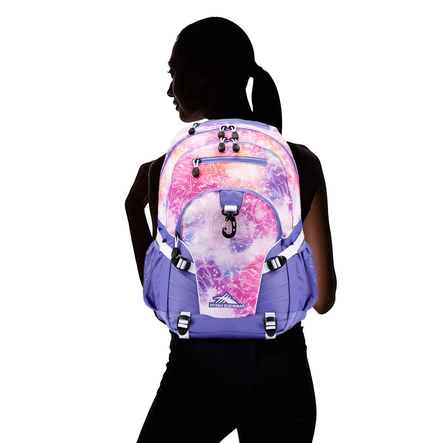 High Sierra Loop Backpack, Travel, or Work Bookbag with tablet sleeve, One Size, Unicorn Clouds/Lavender/White