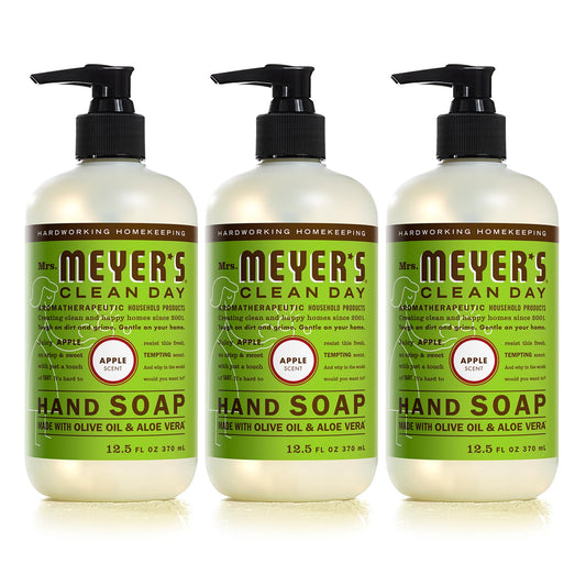 MRS. MEYER'S CLEAN DAY Hand Soap, Made with Essential Oils, Biodegradable Formula, Apple, 12.5 fl. oz - Pack of 3