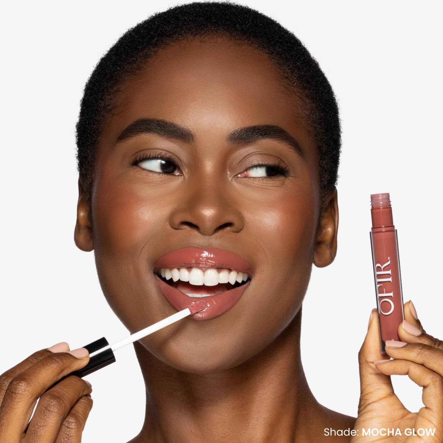 OFIR Hue Hydrator Sheer Lip Jelly | Luminous Gloss Shine Formula With Apricot Oil, Coconut Oil, Vitamin E for Subtle Color | Cruelty Free Hydrating lip Balm | Mocha Glow - Warm Terracotta, 0.135 Fl oz