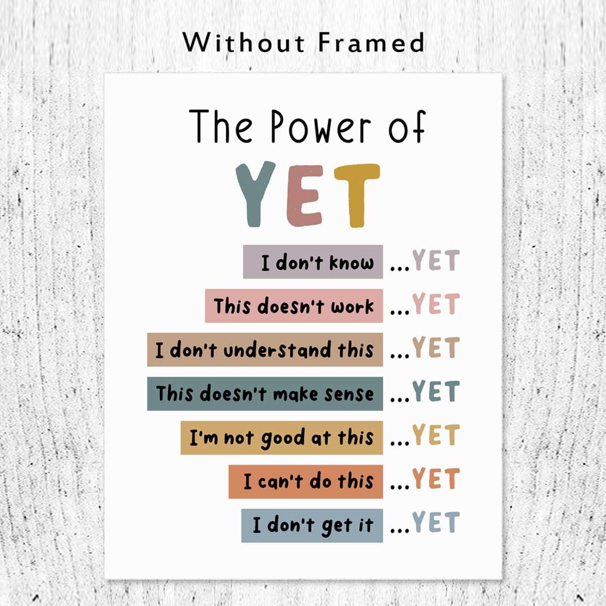 The Power of Yet Print Therapy Office Decor Poster Kids Room Wall Decor Boho Classroom Growth Mindset Mental Health Poster Classroom Decor School Counselor Power of Now Unframed (8x10 inches)