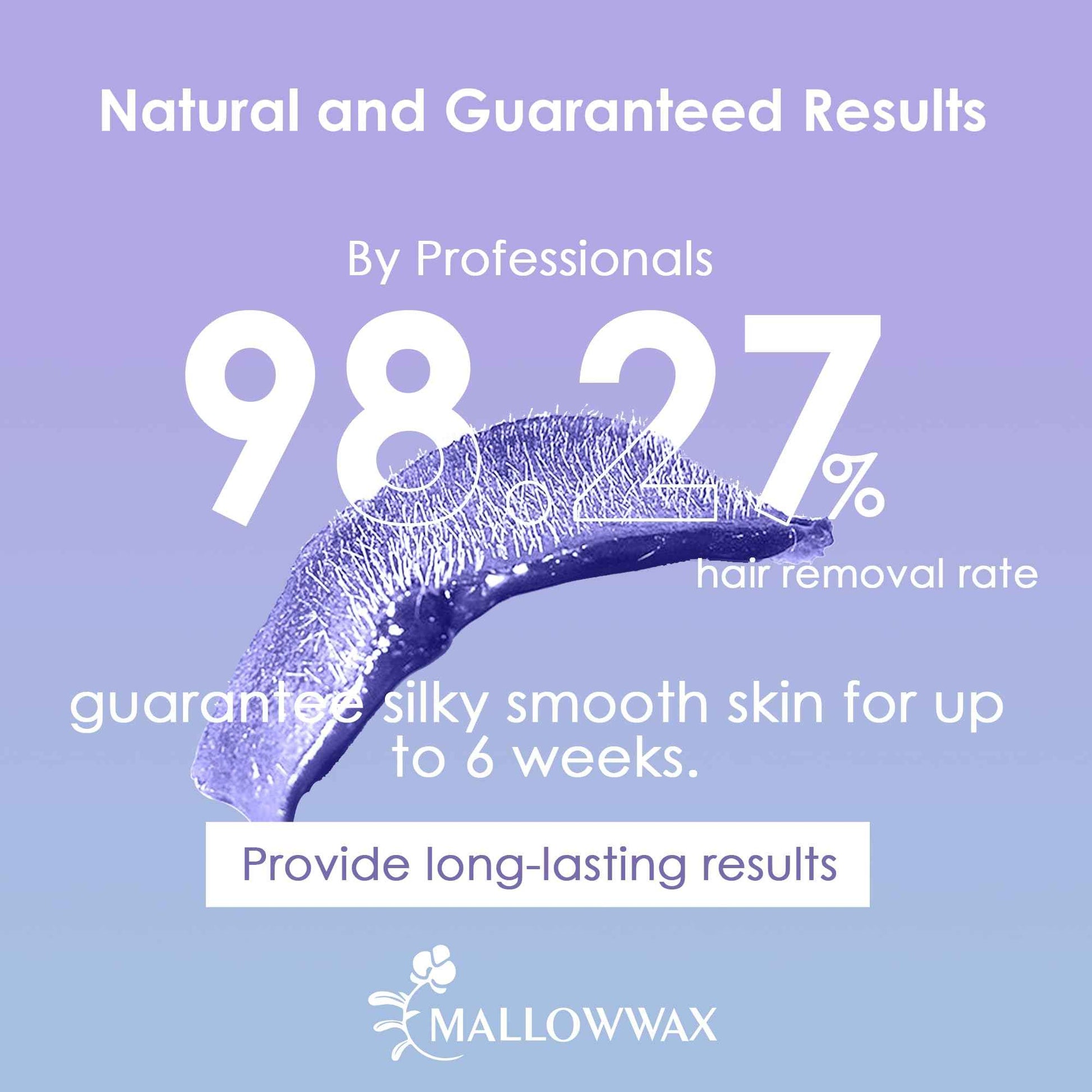 Mallowwax Hard Wax Beads, 2-Pack: 1lb Lavender for Coarse Hair Full Body, 1lb White for All Hair Types Face, Eyebrows, Brazilian Bikini, Legs, Underarms