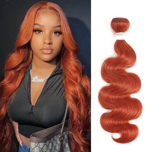 REMY HAIR Body Wave Human Hair Bundle 350 Bundle 100% Brazilian Human Hair Natural Wave Orange Hair Extension 14 Inch Single Ginger Hair Bundle