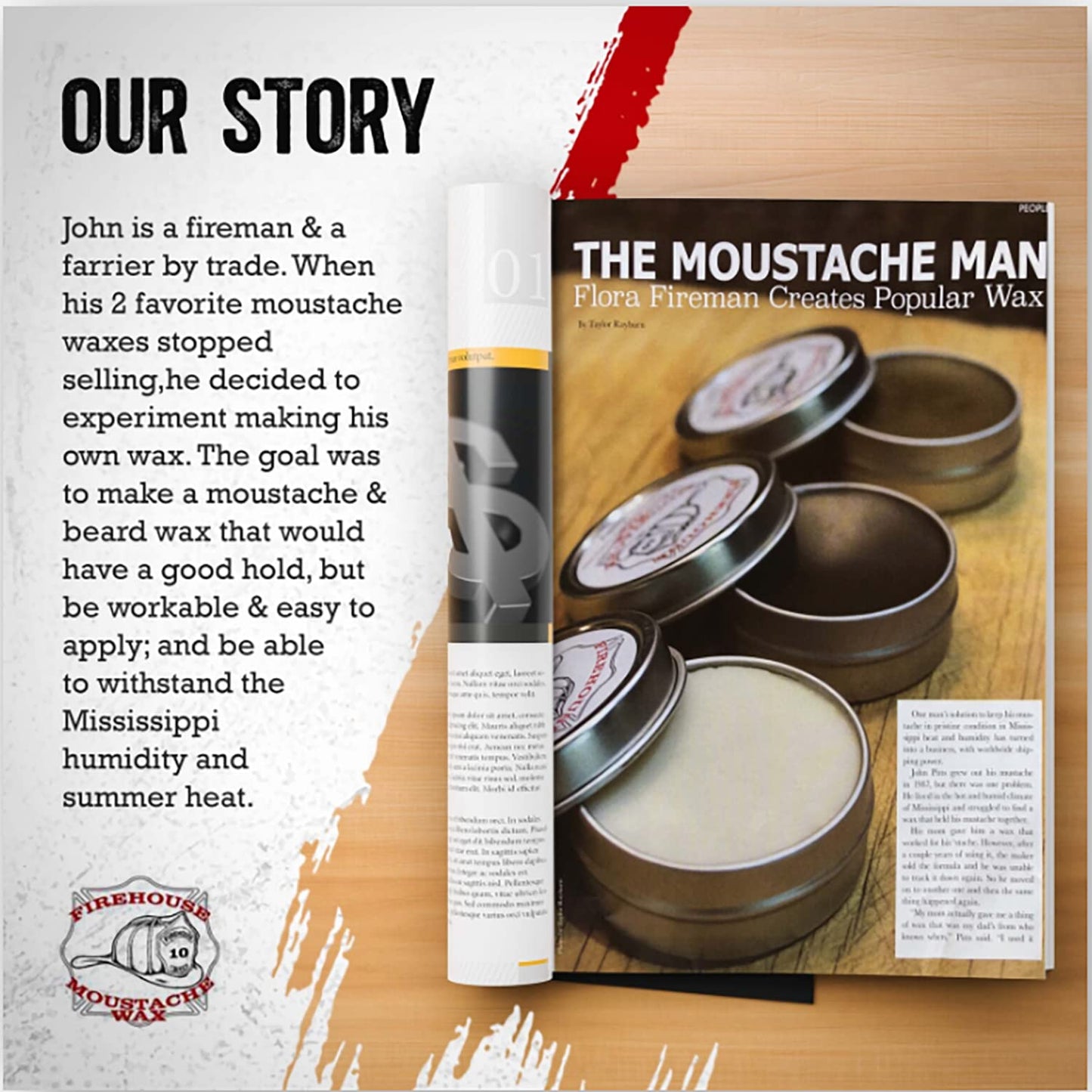 Firehouse Moustache Wax Wacky Tacky - Strong Heavy-Duty Mustache & Beard Wax, Naturally Scented & Colored All-Weather Mustache Wax (1 Ounce Tin); Handmade in Small Batches by John The Fireman