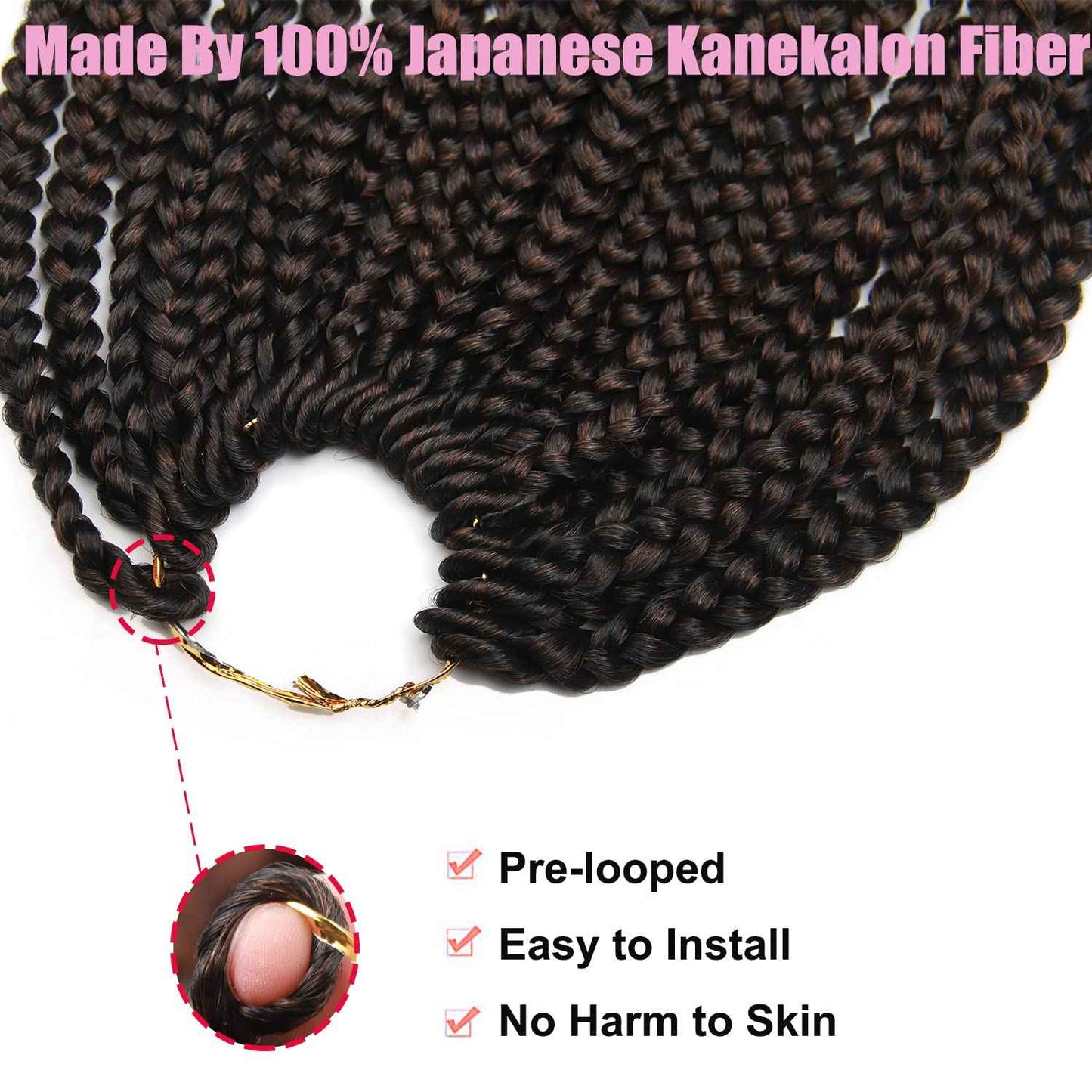 14 Inch 144 Roots/pack Box Braid Crochet Hair Black Box Braids Hair Curly Ends Ombre Brown Curly Wave Goddess Braids Crochet Hair 24 Strands/pcs Braiding Hair Extensions (14inch, 1B/30#)