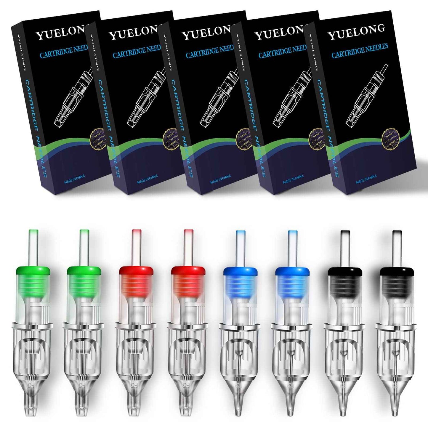 Yuelong 100pcs Tattoo Cartridges Needles Assorted - New Cartridges Needles with Membrane Mix Round Liner 3RL 5RL 7RL 9RL 11RL Needles with Membrane for Tattoo Artist