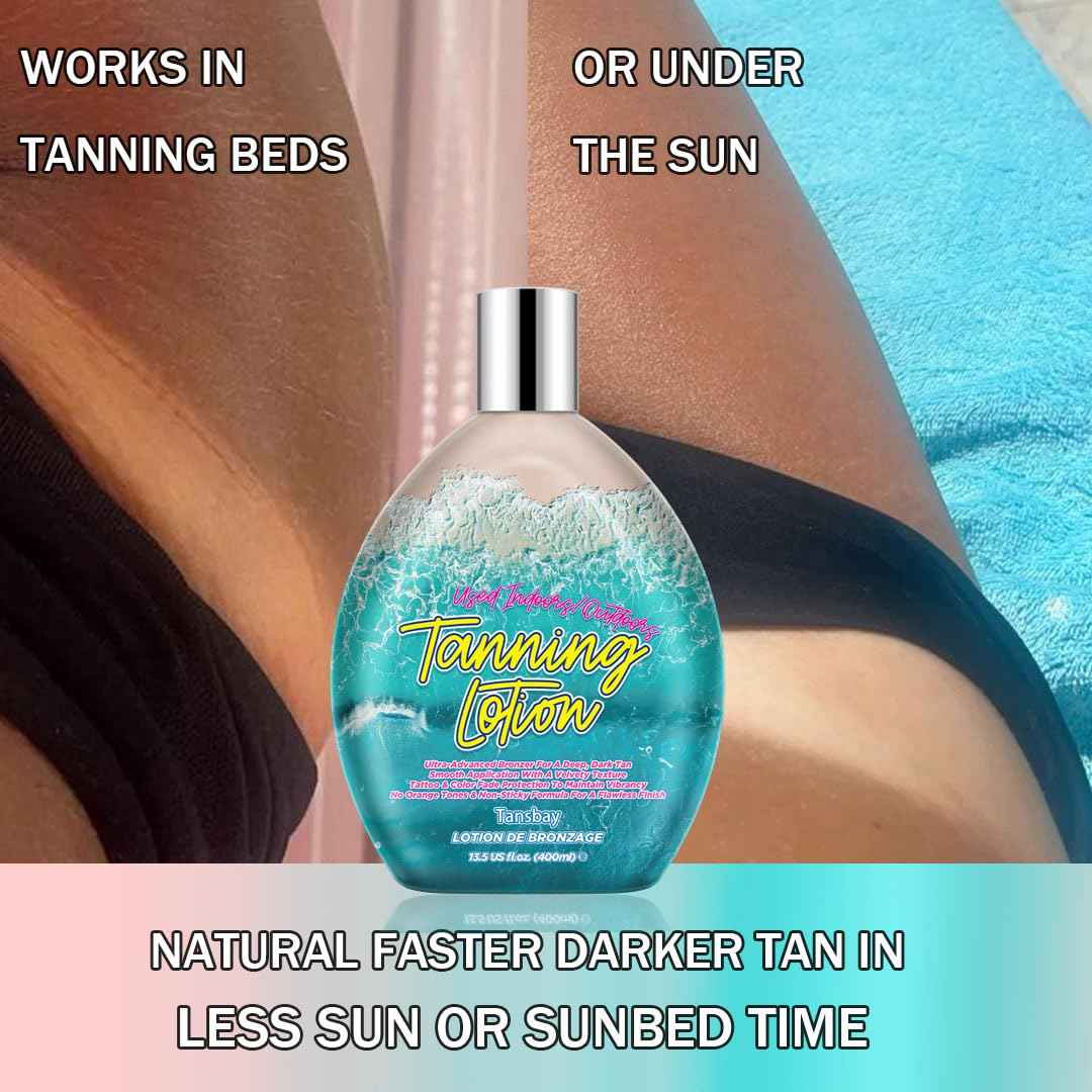 Tansbay Tanning Bed Lotion Accelerator, Indoor Tanning Lotion For Tanning Beds Bronzer, Bronzing Sunbed Tanning Cream For Outdoor Sun, DHA Free, 13.5oz